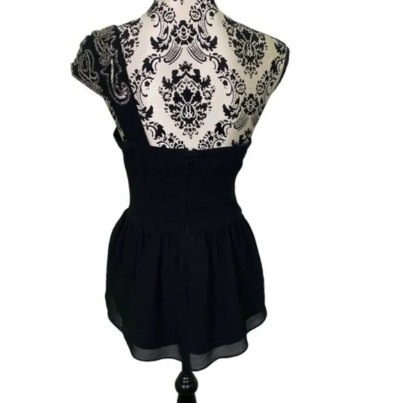 Guess One Shoulder Black Beaded Corset Camisole Top - Picture 9 of 10
